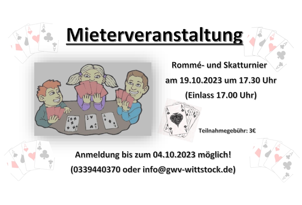 Rommé- und Skatturnier am 19.10.2023